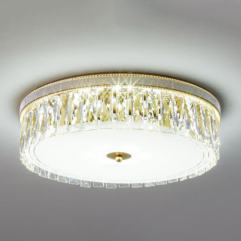 Crystal Round Flush Mount Lights Contemporary Style 1 Light Flush Mount Fixture