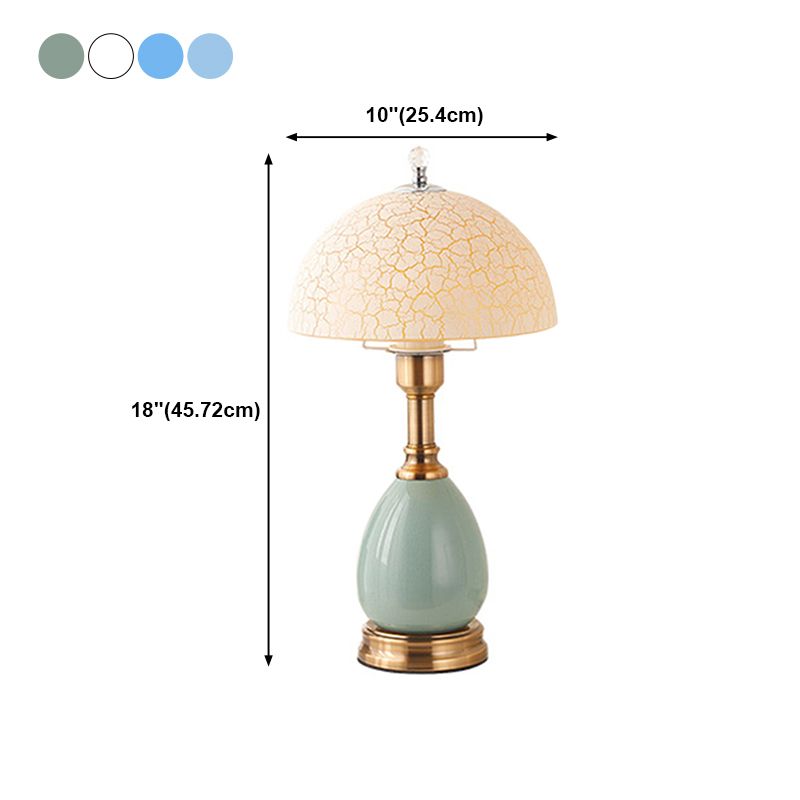 1-Light Bedroom Table Lamp Modern Style Glass Dome Shade Nightstand Light