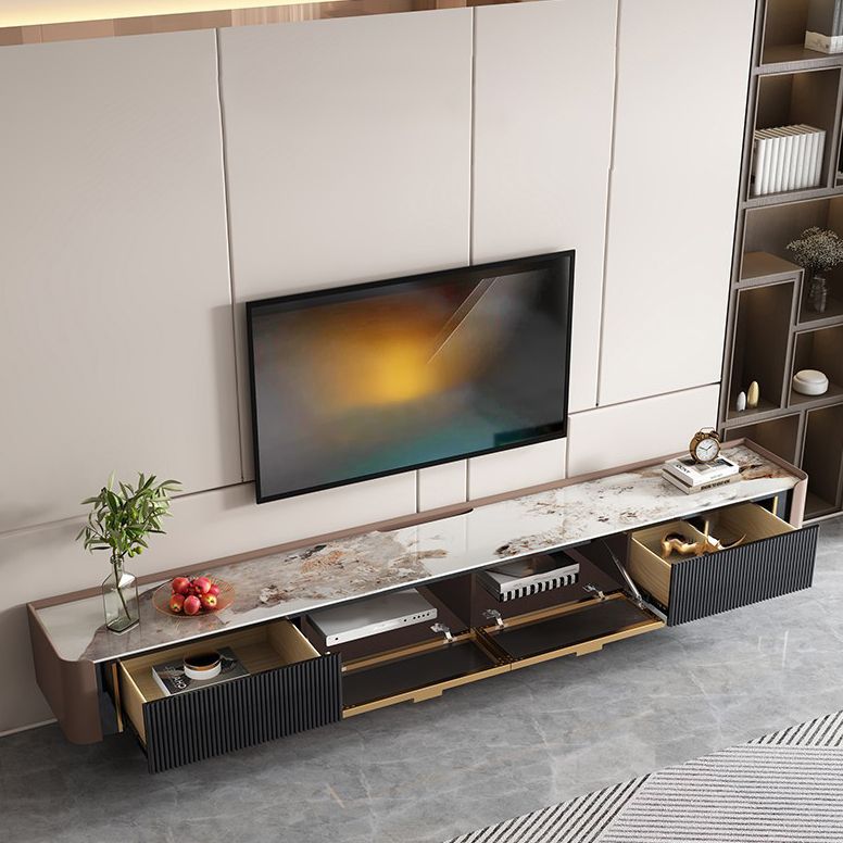 Glam Style Stone TV Stand Wall-mounted TV Cabinet with Doors and Drawers