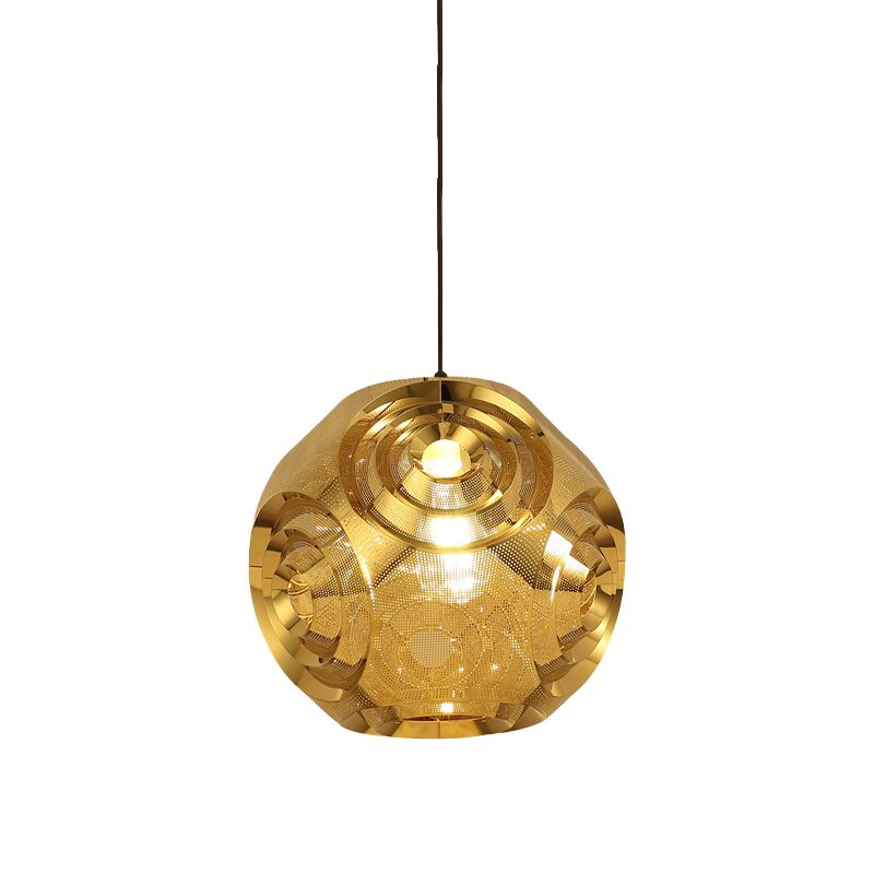 Sphère en acier inoxydable Lampe à pentence coloniale 1 tête de cafée de suspension avec conception de découpe en chrome / or / rose or, 11 "/ 15" W