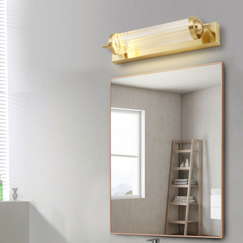 Metal Half Cylinder Wall Sconce Modern Style 1 Light Mirror Wall Lighting Fixture in Gold