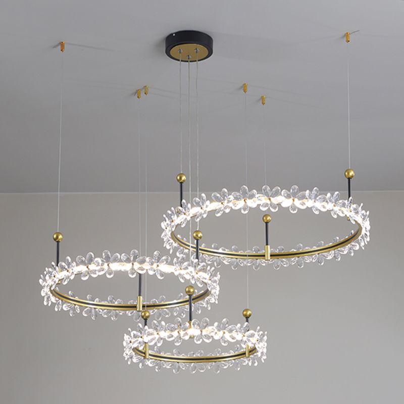 3-Tier Shape Chandelier Lights Modern Metal 3 Light Chandelier Lighting Fixtures in Gold