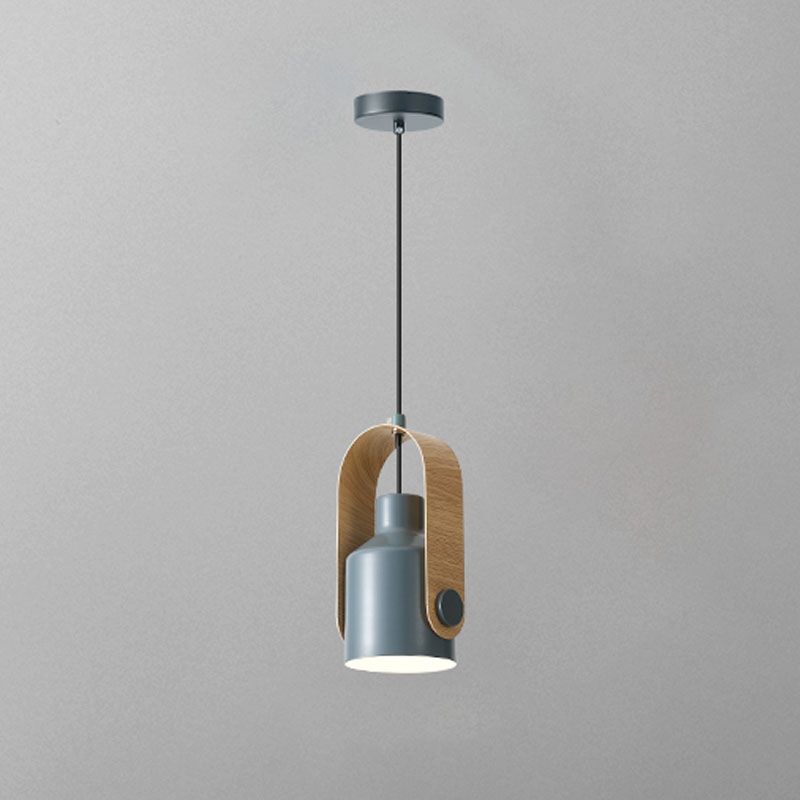 Modern Wooden Top Pendant Light, Minimalist Bell Shade Hanging Lamp for Bedroom