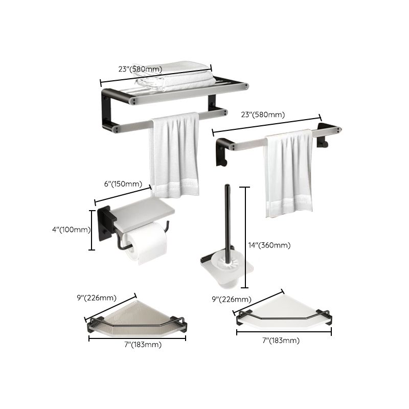 Modern Bathroom Accessory Set Bath Shelf Towel Bar Black Bath Hardware Set