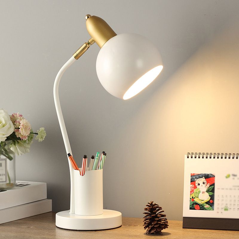 4 Color Optional Macaroon Style Desk Lamp Metal Dome Shade Studying Room Lighting Fixture with Pen Holder Design