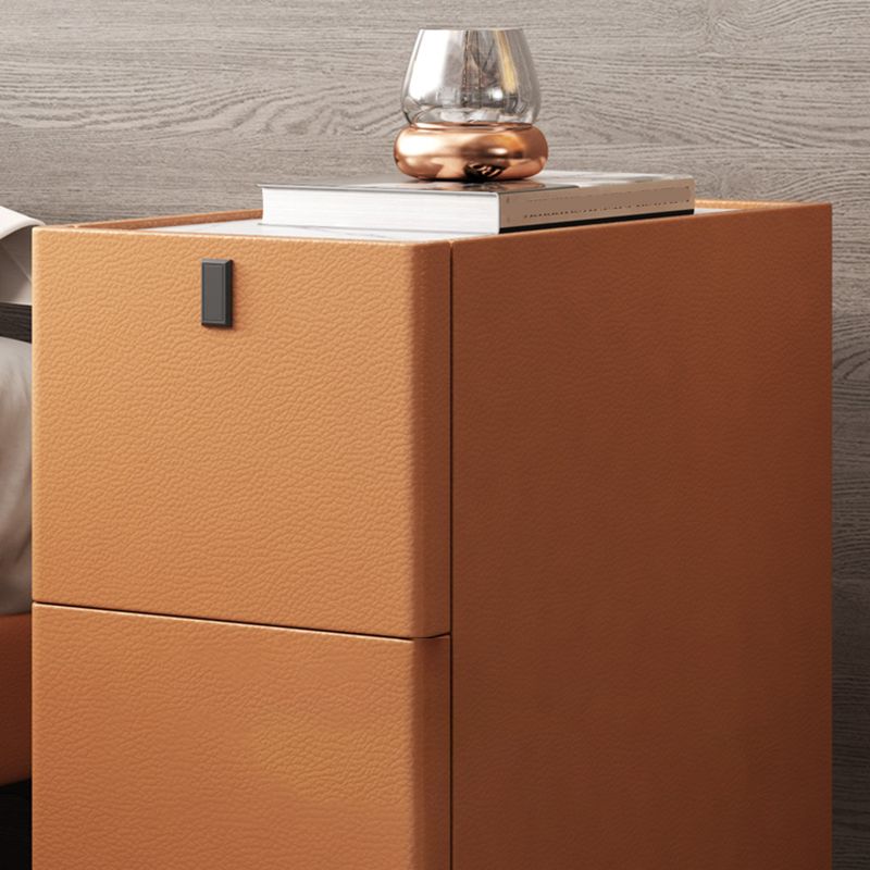 Modern Style Leather Polychromatic Choice of Black Cabinet Leg Nightstand