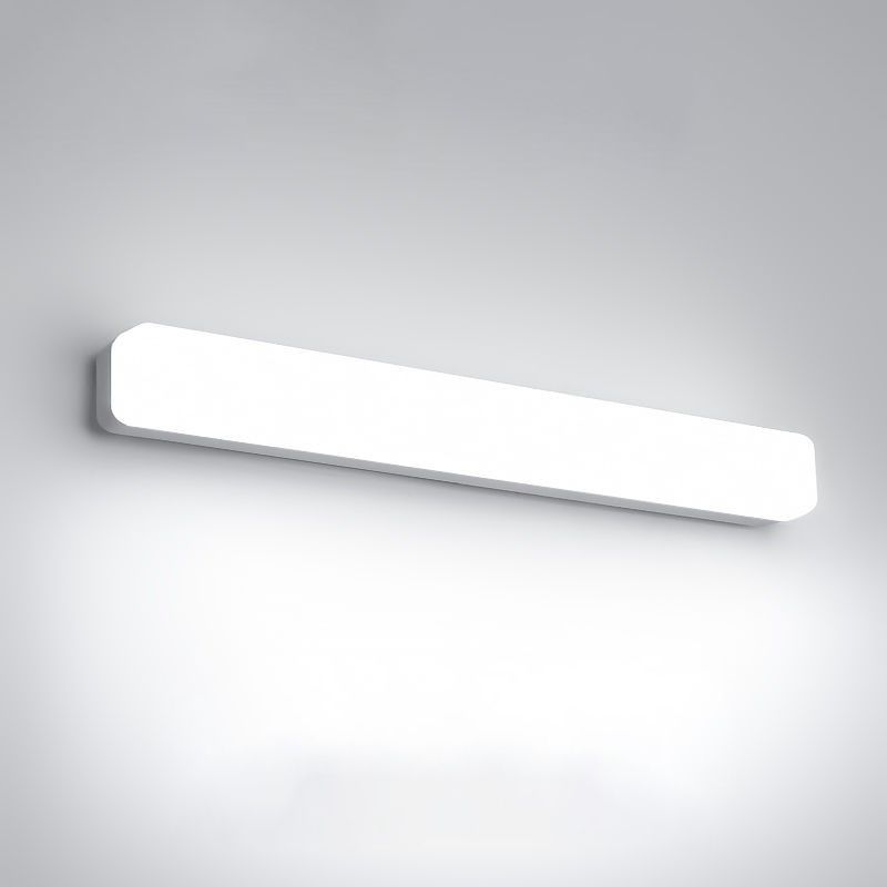 Linear Wall Light Fixture Modern Plastic 1 Light LED Mirror Light for Bathroom in White