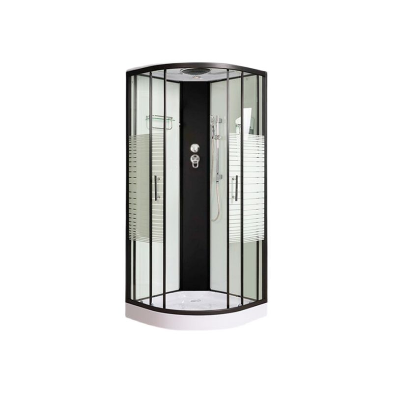 Round Shower Stall Double Sliding Door Tempered Glass Shower Enclosure