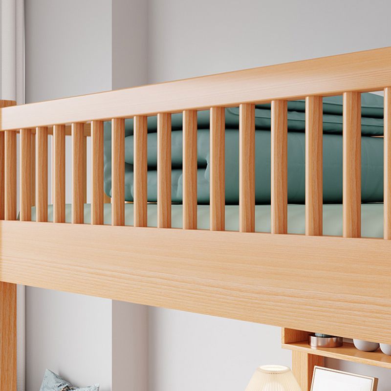 Solid Wood Loft Bed Natural Contemporary Kids Bed with Guardrails