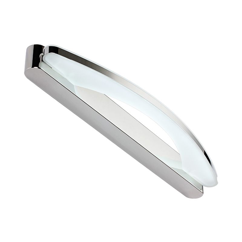 Luz de tocador arqueado cromado Luz modernista de acero inoxidable 21 "/27.5" L LED Pared Spl Donce en luz cálida/blanca con difusor acrílico