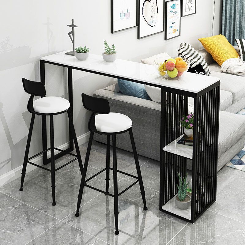 Contemporary Bar Table 42-inch Height Artificial Marble Top Bar Table