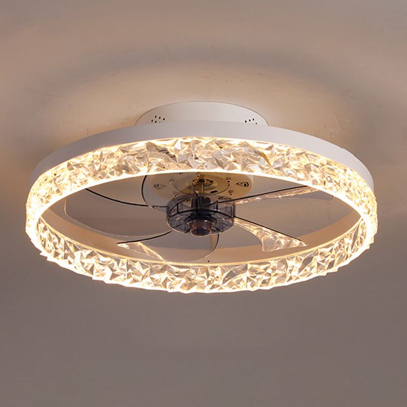 Ventilateur de plafond de cercle moderne Metal 1 Fan de plafond LED clair pour chambre à coucher