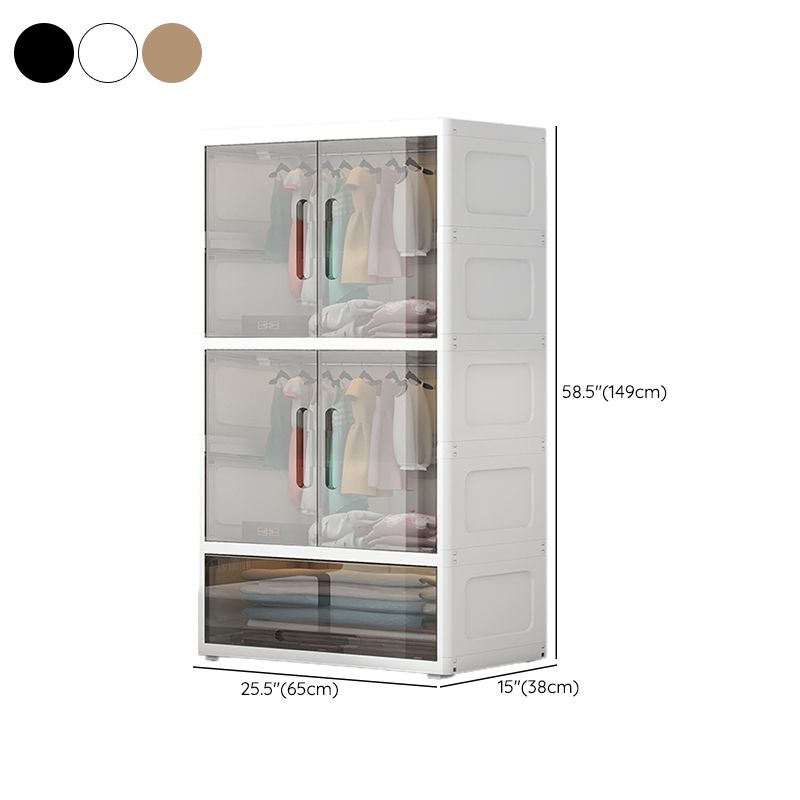 Contemporary Youth Armoire Plastic Bedroom Hanging Clothes Rack with Door