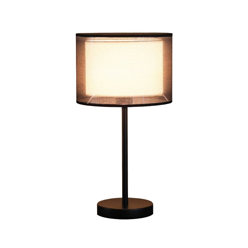 Drum Shade Table Lighting Minimalist Fabric Single-Bulb Living Room Nightstand Light