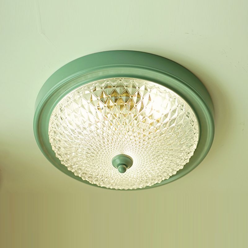 American Style Ceiling Light Circle Shape Ceiling Lamp with Glass Shade for Bedroom