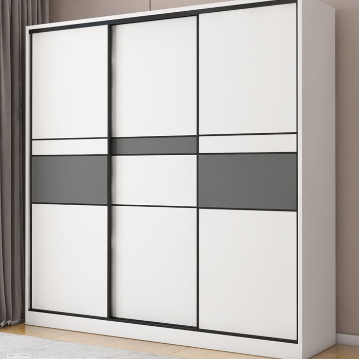 White and Gray Armoire Cabinet with Shelves Contemporary Youth Armoire