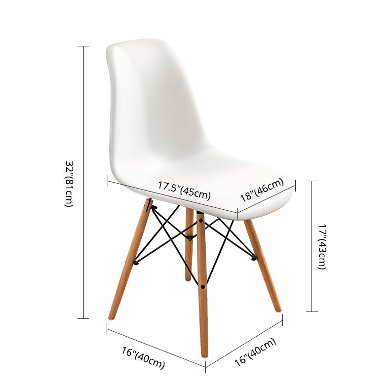 Contemporary Indoor-Outdoor Plastic Side Chair Dining Room Armless Solid Back Chair