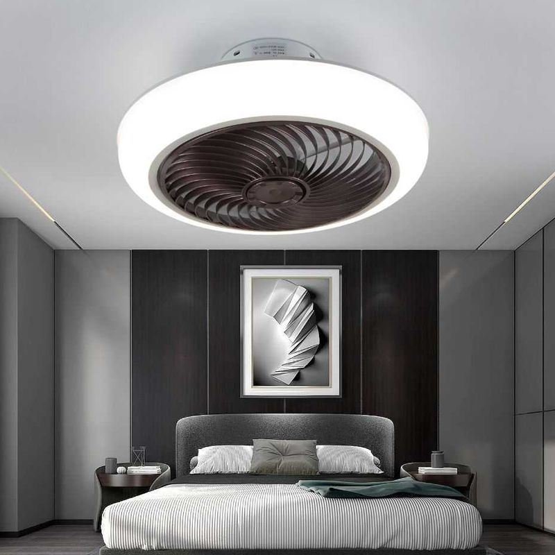 Invisible Blades Fan Lamp Modern Acrylic Bedroom LED Semi Flush Ceiling Light