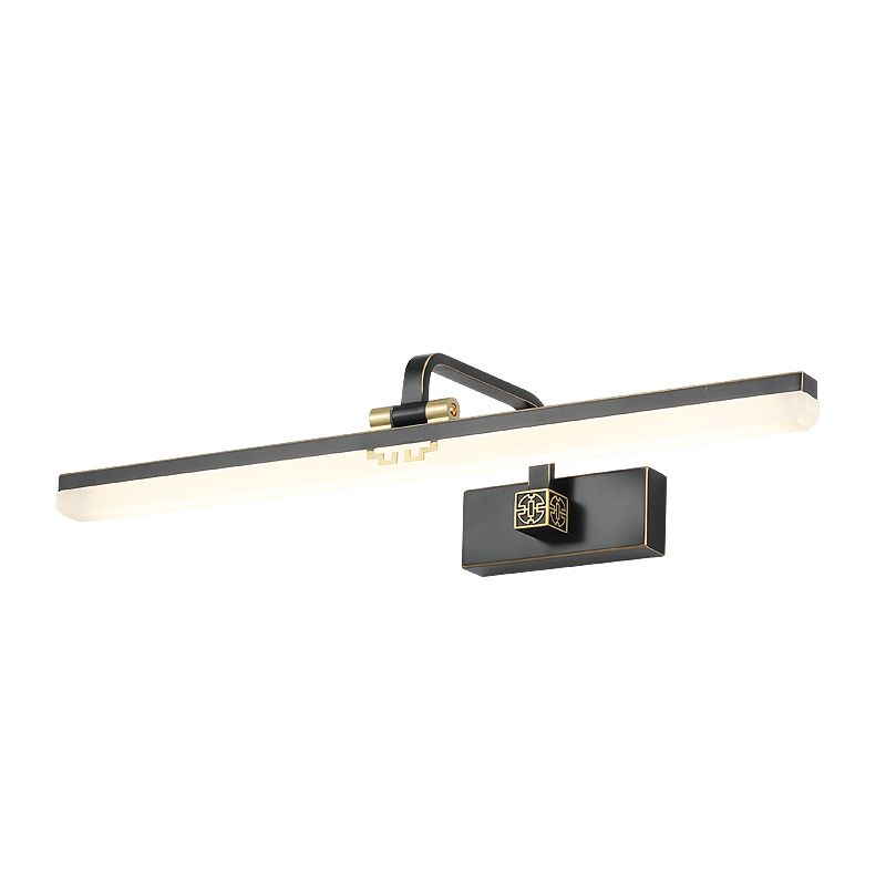 Metal Linear Shade Wall Sconce Modern 1-Light Mirror Wall Mount Light Fixture in Black