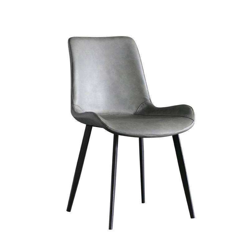 Contemporary Faux Leather Dining Chair Metal Armless Dining Chair for Home Use