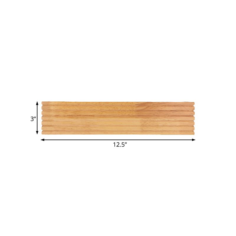 Striped Bedroom Wall Sconce Contemporary Wooden 14"/18"/21.5" Wide 1-Head Beige LED Up and Down Light Fixture in Warm/White Light