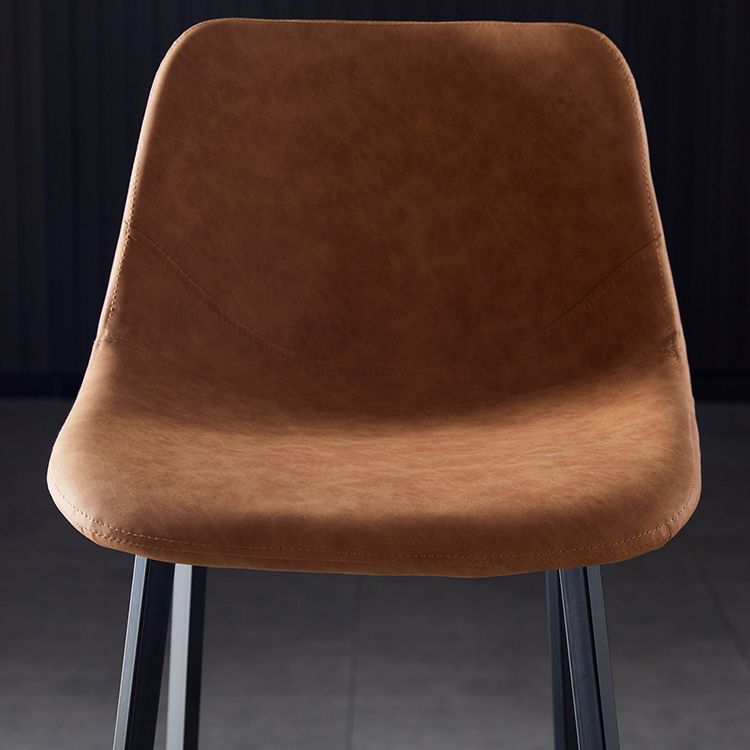 Scandinavian Bristol Low Back Stool Matte Finish Leather Barstool