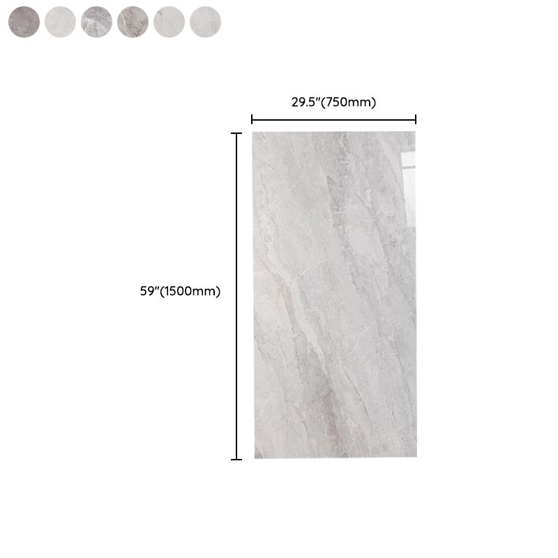 Gray Tone Floor Tile Straight Edge Polished Marbling Singular Tile