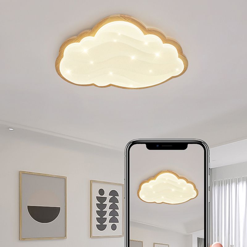 Modern Style Cloud Flush Light Wood Ceiling Mounted Light for Bedroom