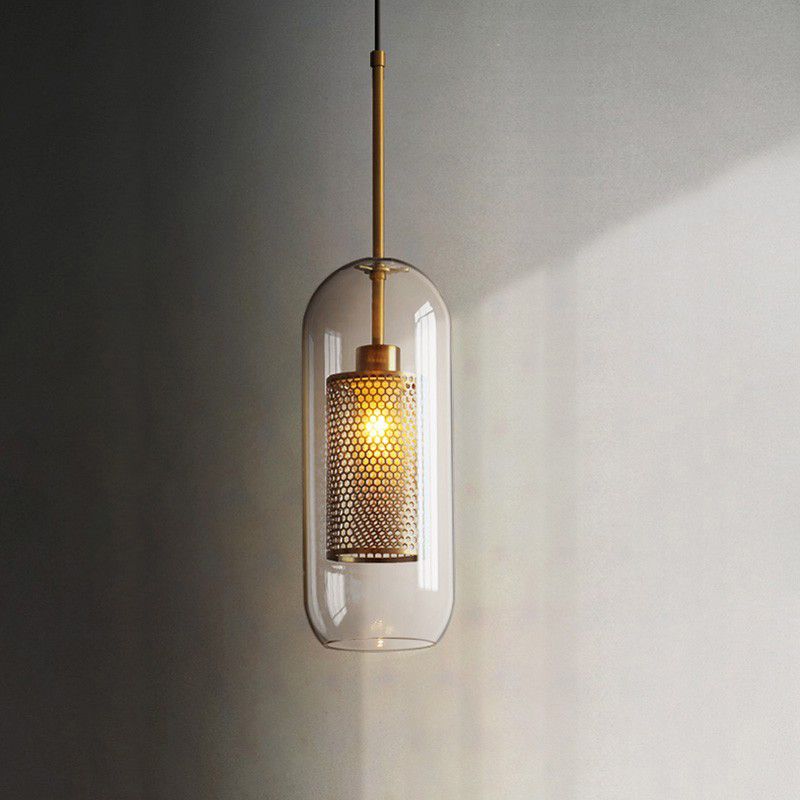 Industrial Style Geometric Down Lighting Glass 1 Light Hanging Ceiling Lights