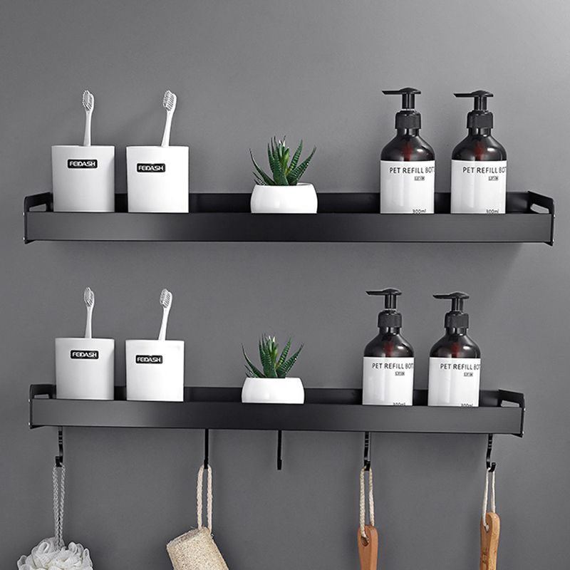 Matte Black Modern Bathroom Accessory Set, Set of 2, Bath Shelf