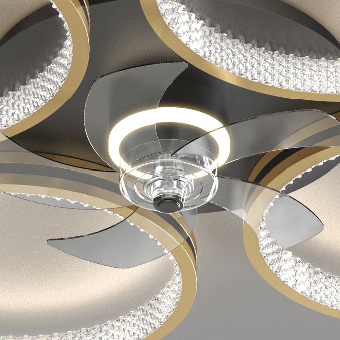 5-Blade Metal Ceiling Fan Modernism Golden Fan with Light for Room