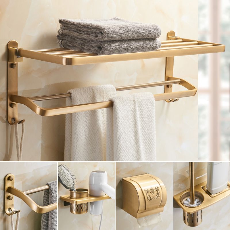 Vintage Bronze Bathroom Accessory Set Brushed Brass Towel Bar/Paper Holder/Bath Shelf