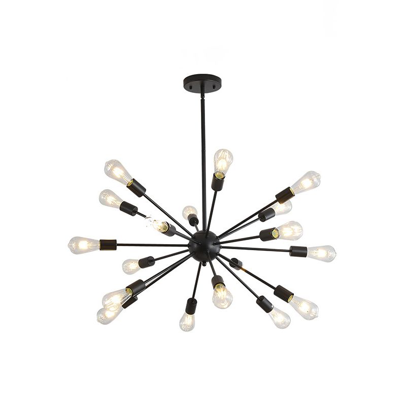 Luminaires industriels en fer antique en fer Starburst Sockets Chandelier