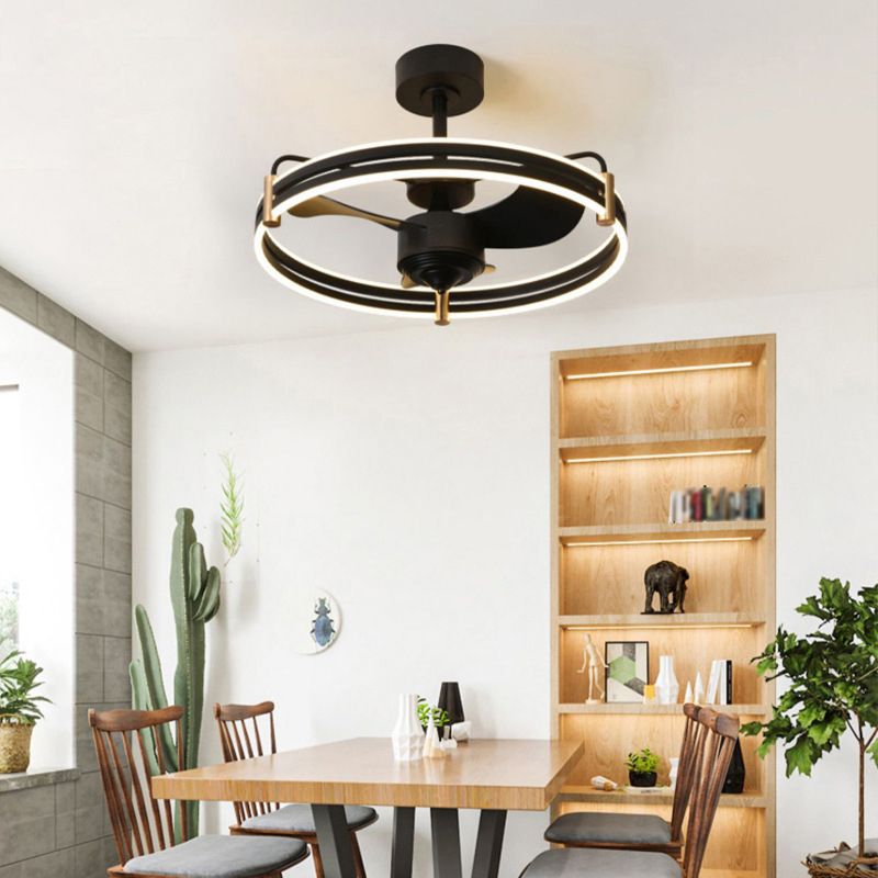 Modern Single Black/White Ceiling Fan Lamp Unique Ceiling Fan Light for Dining Room