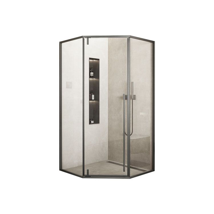 Modern Shower Enclosure Corner Black Clear Glass Shower Stall