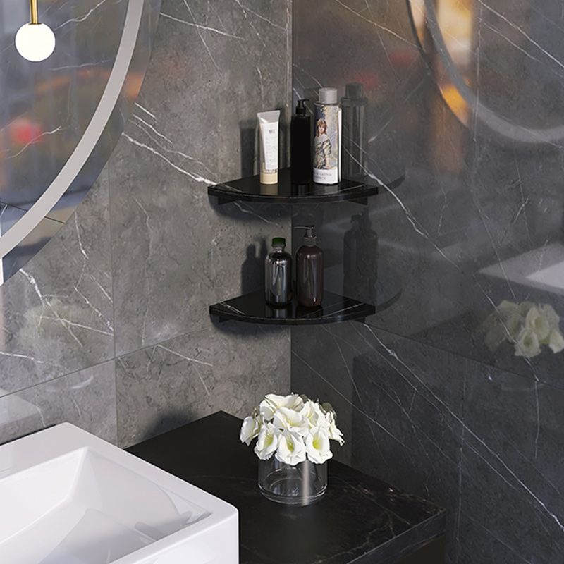 3 Piece Modern Bathroom Accessory Set Marble and Metal Bath Shelf