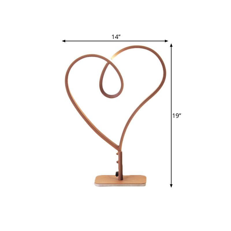 Simple LED Night Lighting Coffee Loving Heart Reading Desk Lamp with Metal Shade in Warm/White Light