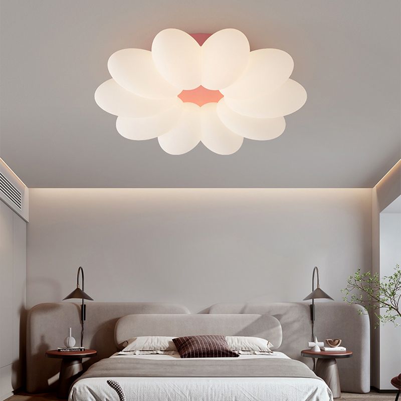 Modern LED Metal Flush Mount Flower Shape Ceiling Light with Acrylic Shade for Bedroom