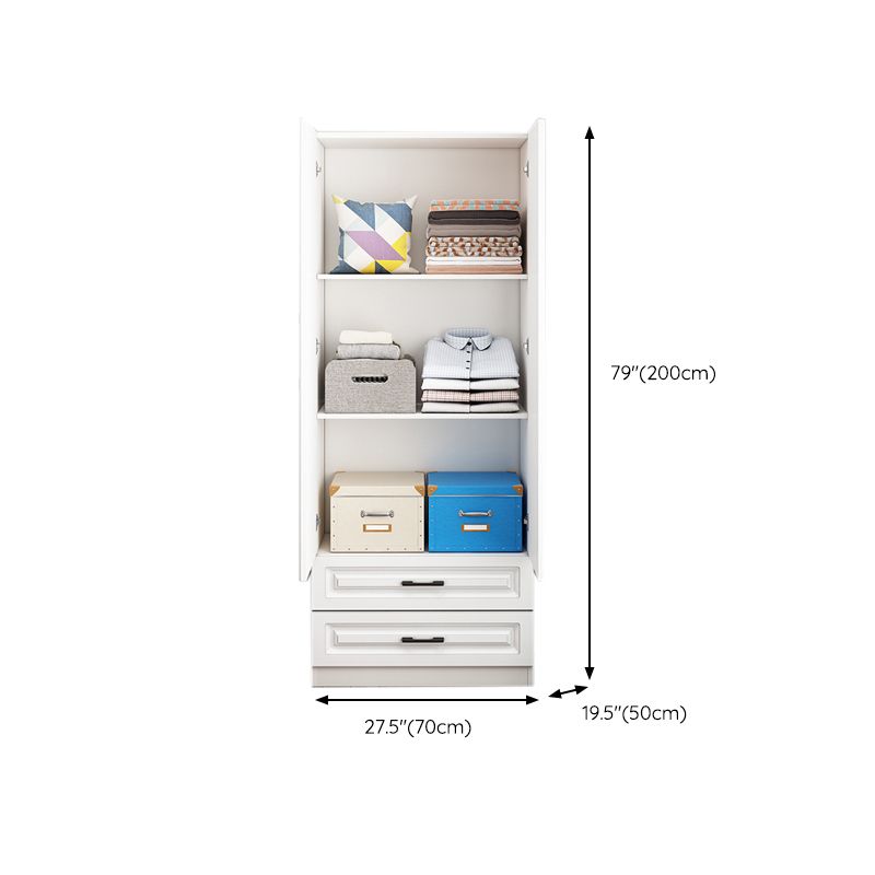 Manufactured Wood Kids Closet Contemporary White Armoire Cabinet