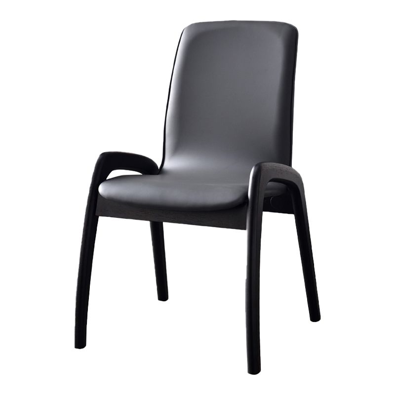 Modern Style Arm Chair Black Wood Legs Side Chair with Upholstered for Dining Room