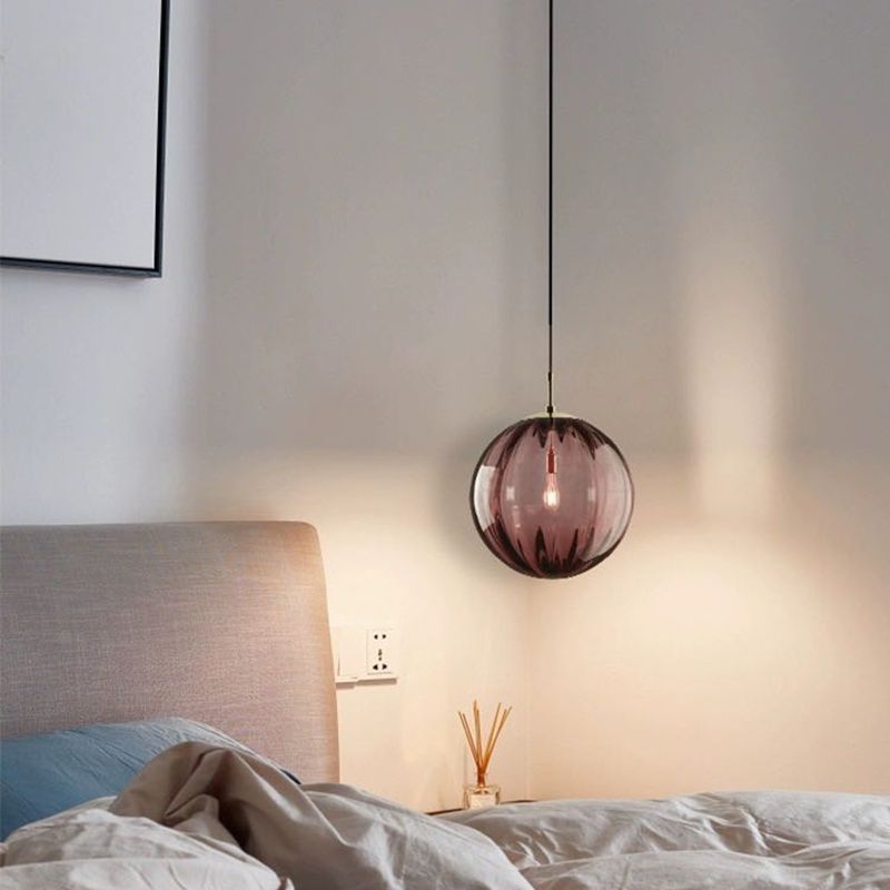 Spherical Shape Pendant Lighting Modern Style Glass 1 Light Pendant Lamp for Bedroom