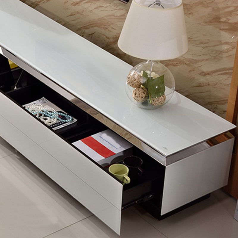 Glam Glass TV Stand Console 2 Drawers Media Console TV Stand