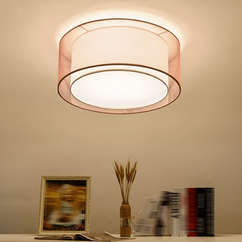 Modern Ceiling Light Brown Ceiling Mount Light with Fabric Shade for Aisle