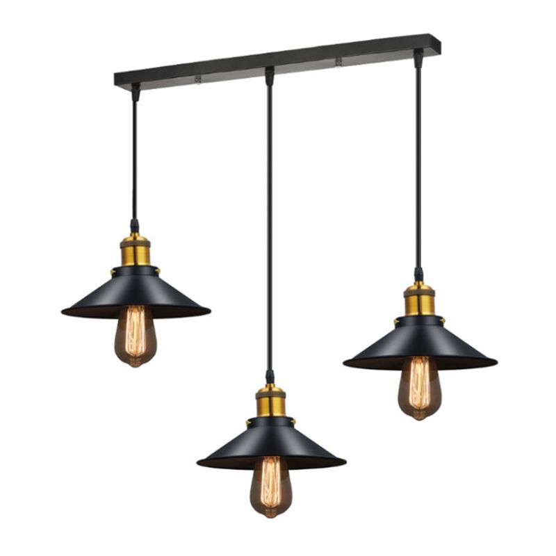 Côté en forme de cône en métal Hanging Lightture Vintage Style Living Room Pendant Light Kit