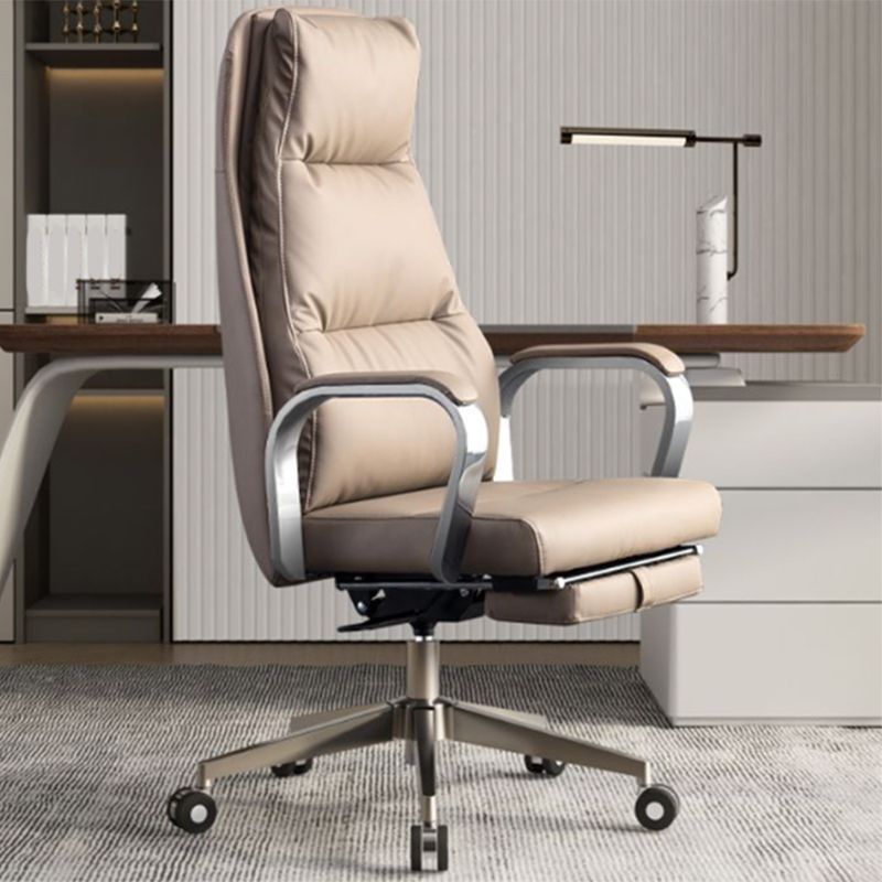 Modern Slide Office Chair Padded Arms Leather Adjustable Seat Height Desk Chair