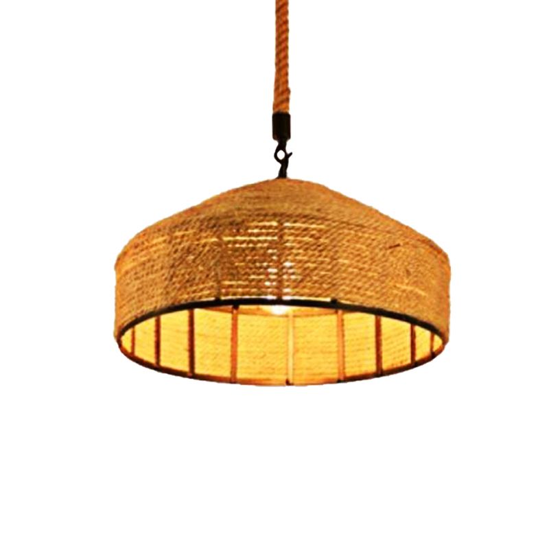 BEIGE Lampada a pendenza a 1 testa a pendente Antiquad Antiqued Yurts Yurts Forma appesa a soffitto con design intrecciato, 12 "/16" /19.5 "largo