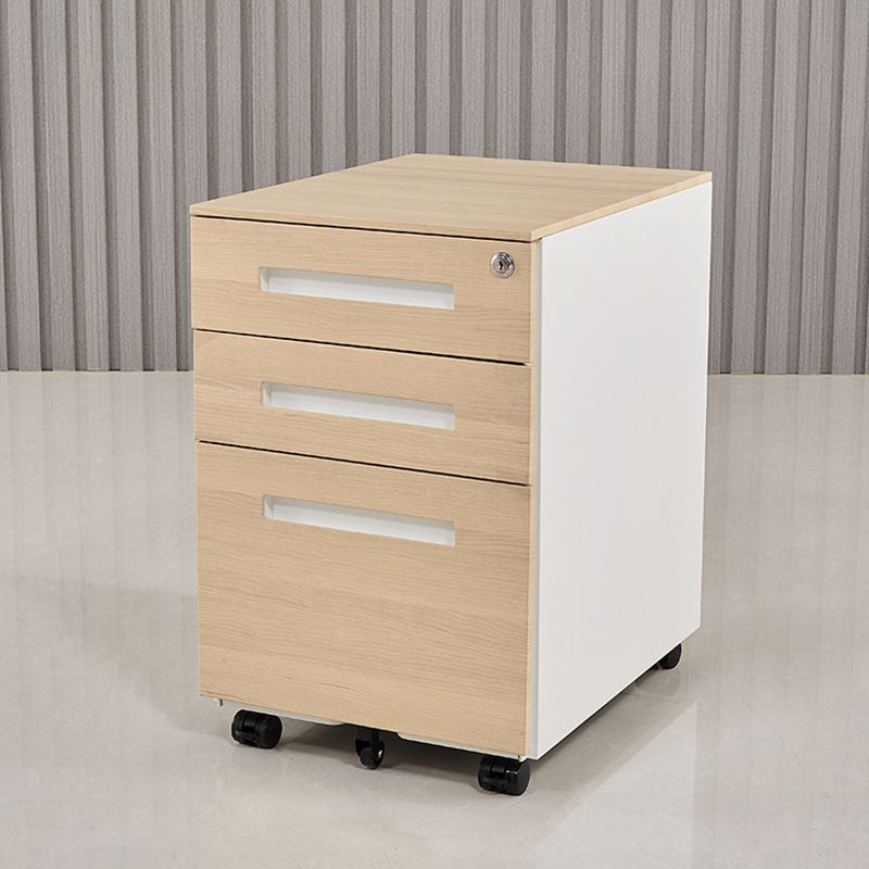 Contemporary File Cabinets Steel Frame Key Lock Mobile Filing Cabinet with Wheels