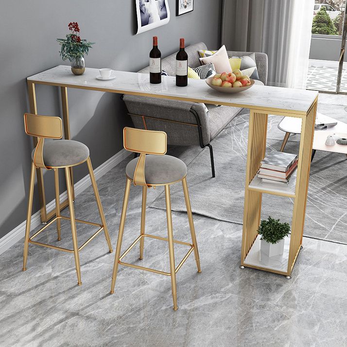 Stone Rectangle Bar Dining Table Contemporary Bar Table with Sled Base