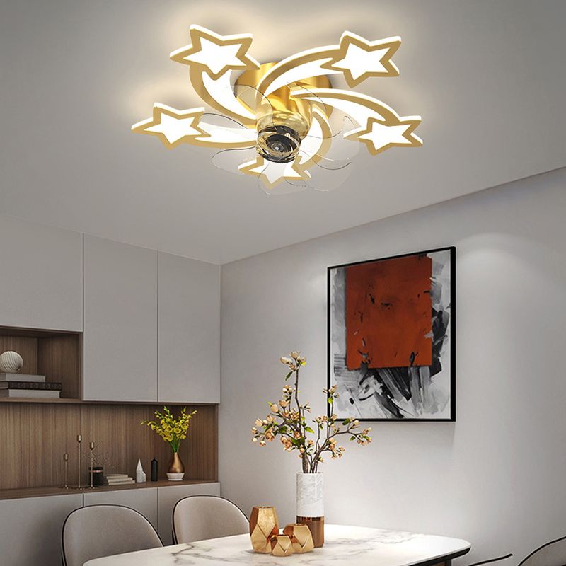 7-Blade Fan with Light Modern Polish Finish Ceiling Fan for Hallway