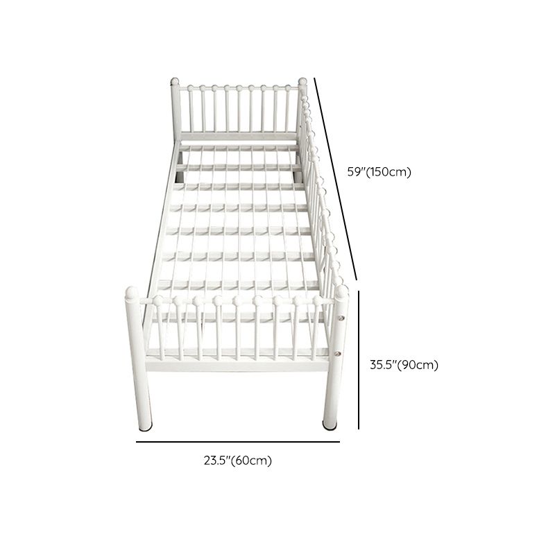 Modern Metal Platform Bed Open Frame white Standard Bed with Guardrail